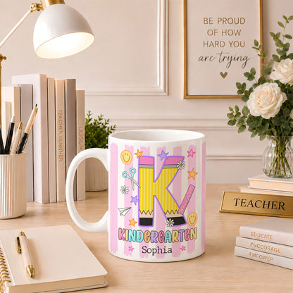 Personalized Hello Kindergarten Mug with Custom Grade & Name, Cute Goose School Coffee Mug, First Day of School Gift for Kids Students