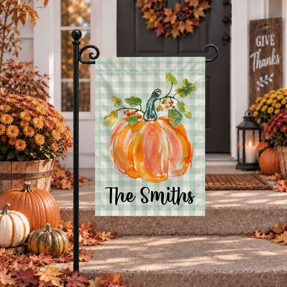 Personalized Thanksgiving Garden Flag - Custom Family Name Flag - Thanksgiving Porch Decor