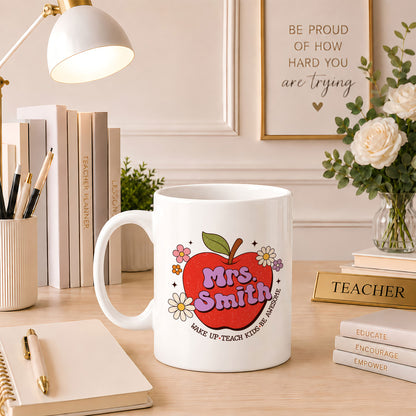 Retro Groovy Teacher Mug - It's Me I'm The Teacher - Personalized Gift for Teacher, Back To School 2026