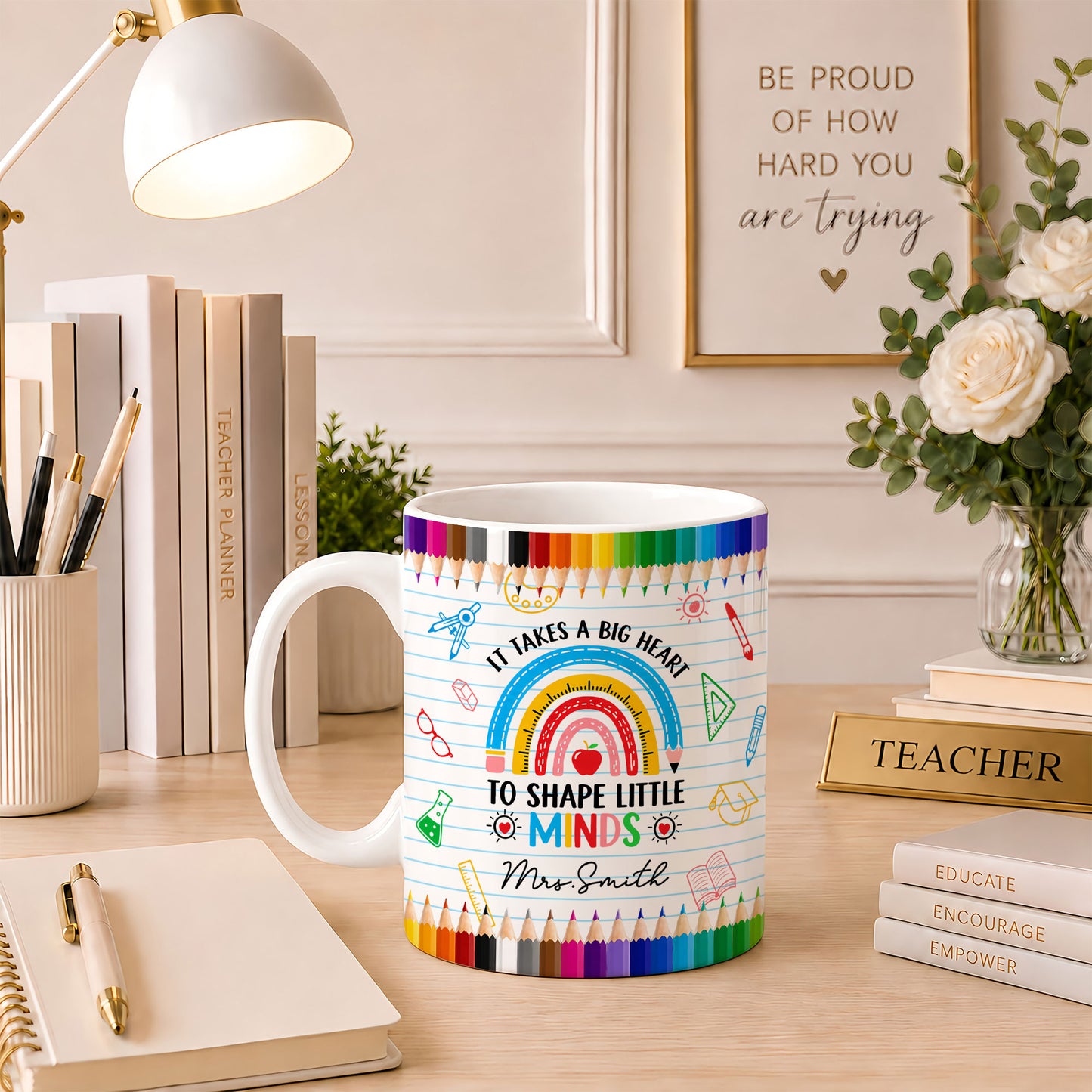 Back to School Personalized Teacher Mug, Custom Name Coffee Mug, Teacher Appreciation Gift for Preschool, Kindergarten & Elementary Teachers