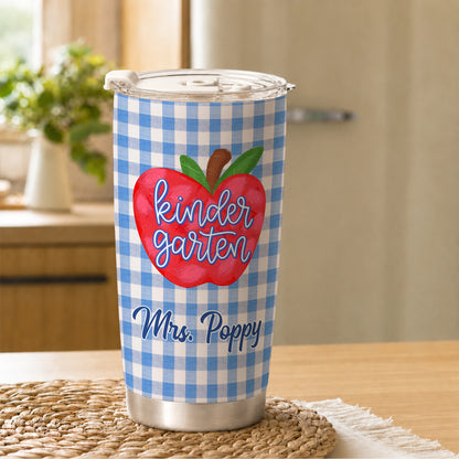 Gingham Teacher Tumbler - Personalized Teacher To Go Cup - Back To School Teacher Gift