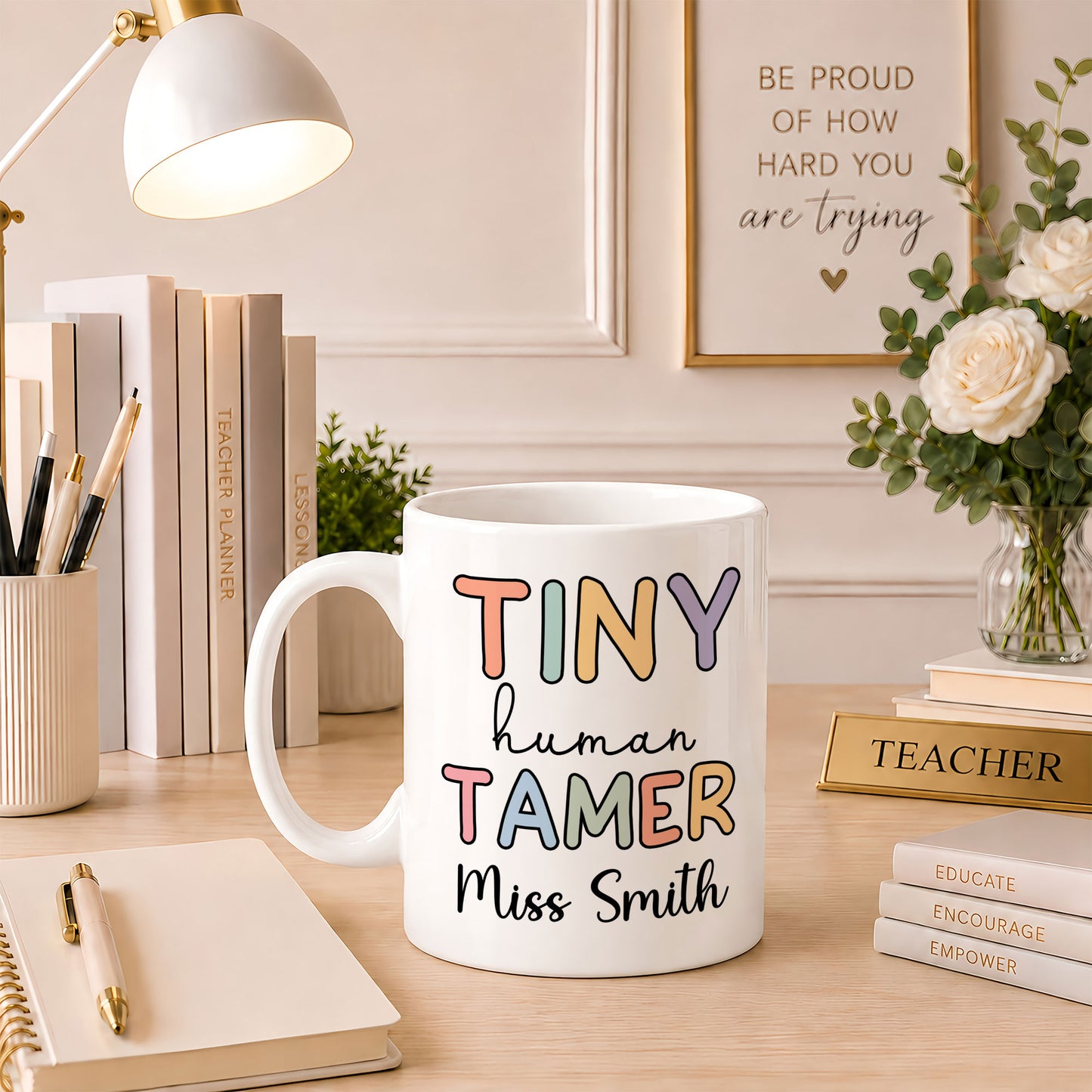 Tiny Human Tamer Teacher Mug - Personalized Teacher Mug - Teacher Appreciation Gift