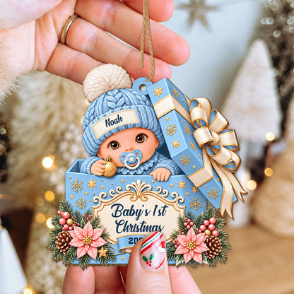 Personalized Custom Shape Wood Ornament - Baby's First Christmas 2026 - Christmas Keepsake Gift