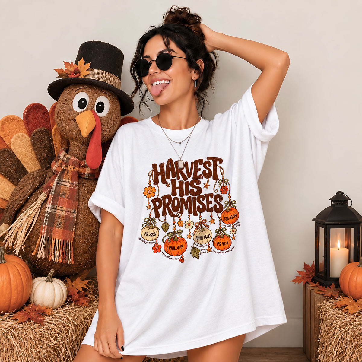 Thanksgiving Christian Shirt  - Harvest His Promises - Thanksgiving Gift for Friends, Self Gift
