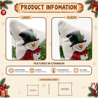 Christmas Decorative Pillow Set of 2 or 4, Santa Snowman Holiday Throw Pillow for Home Decor, Christmas Gift for Family