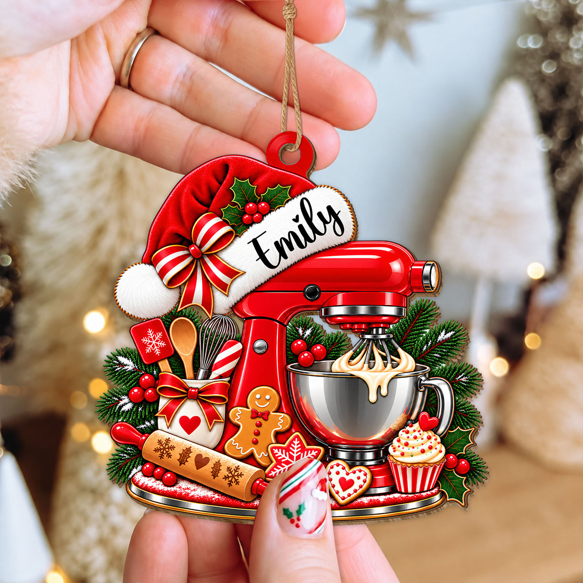Personalized Custom Shape Wood Ornament - Baking Mixer Christmas Ornament - Gift for Baking Lovers