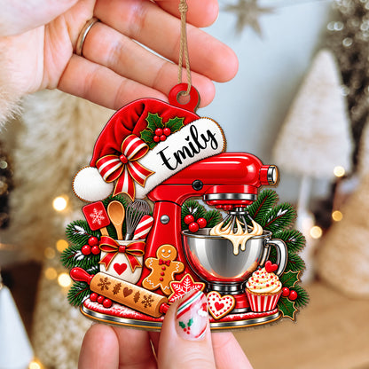 Personalized Custom Shape Wood Ornament - Baking Mixer Christmas Ornament - Gift for Baking Lovers