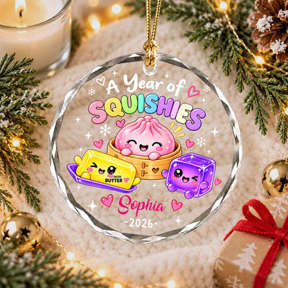 Personalized Squishies Christmas Ornament, Custom Name Year Keepsake, Christmas Gift for Kids