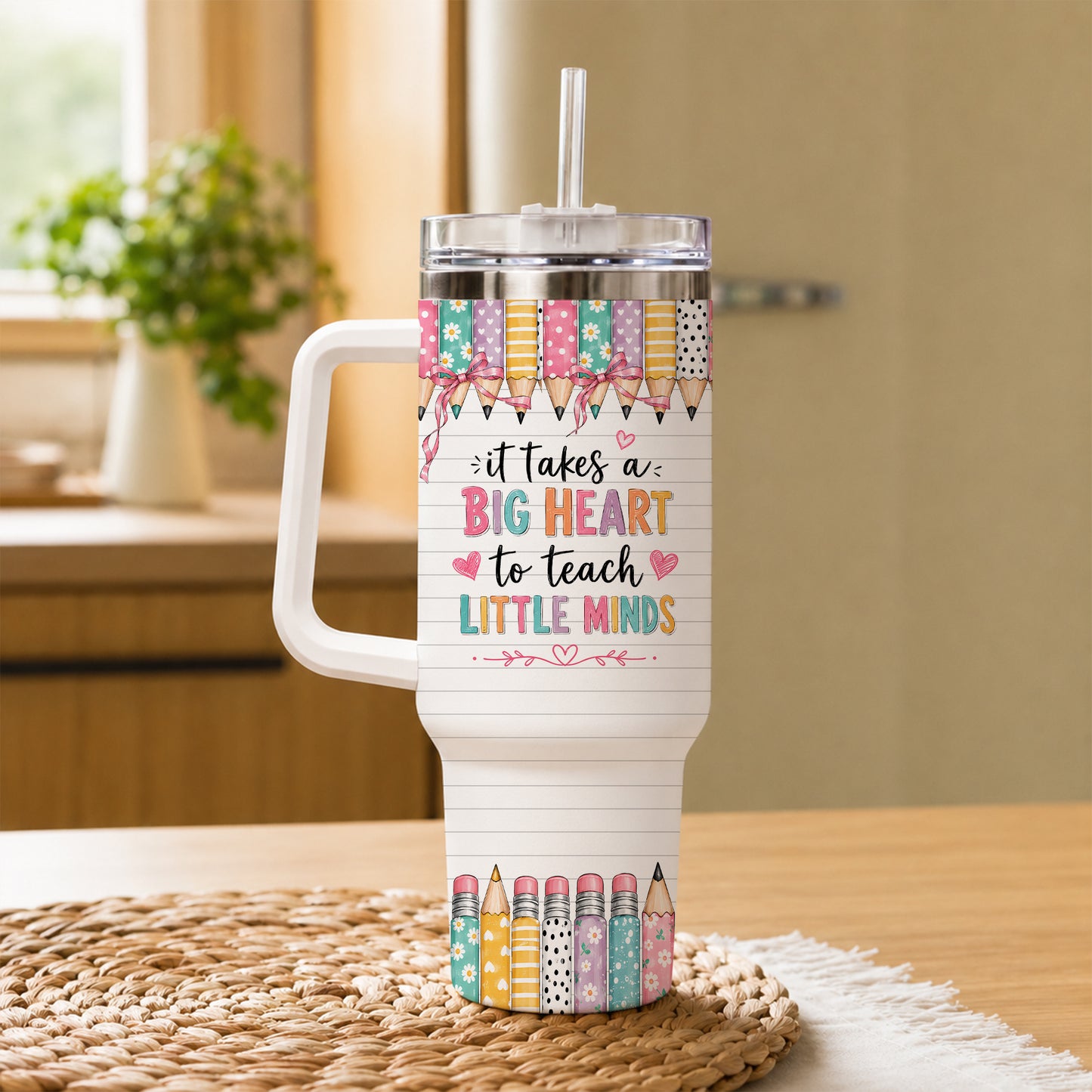 Personalized Teacher Tumbler - ItTakes a Big Heart To Teach Little Minds - Custom Teacher Name Tumbler, Thank You Gift For Teachers
