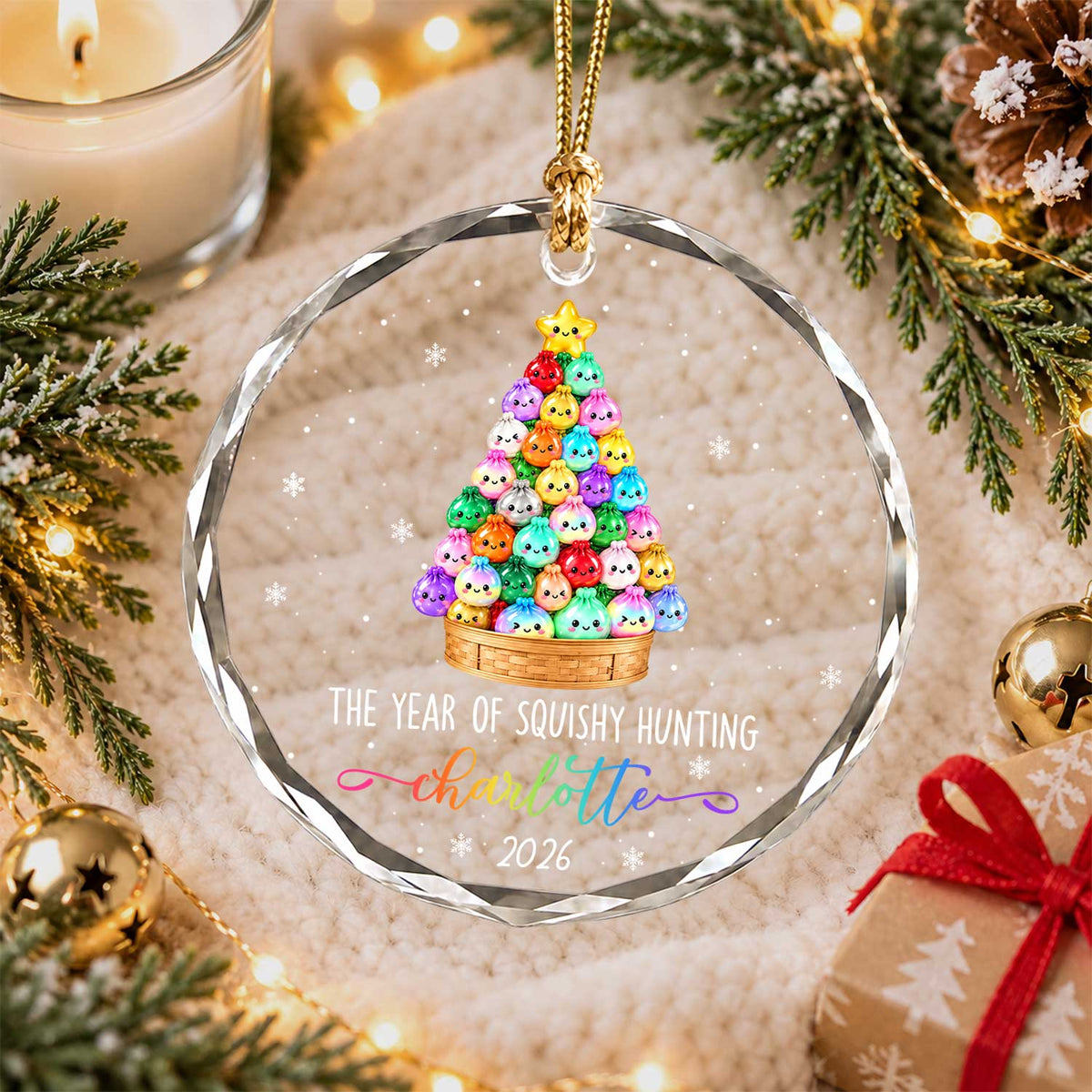 Personalized Squishies Christmas Ornament, Custom Name Year Keepsake, Christmas Gift for Kids