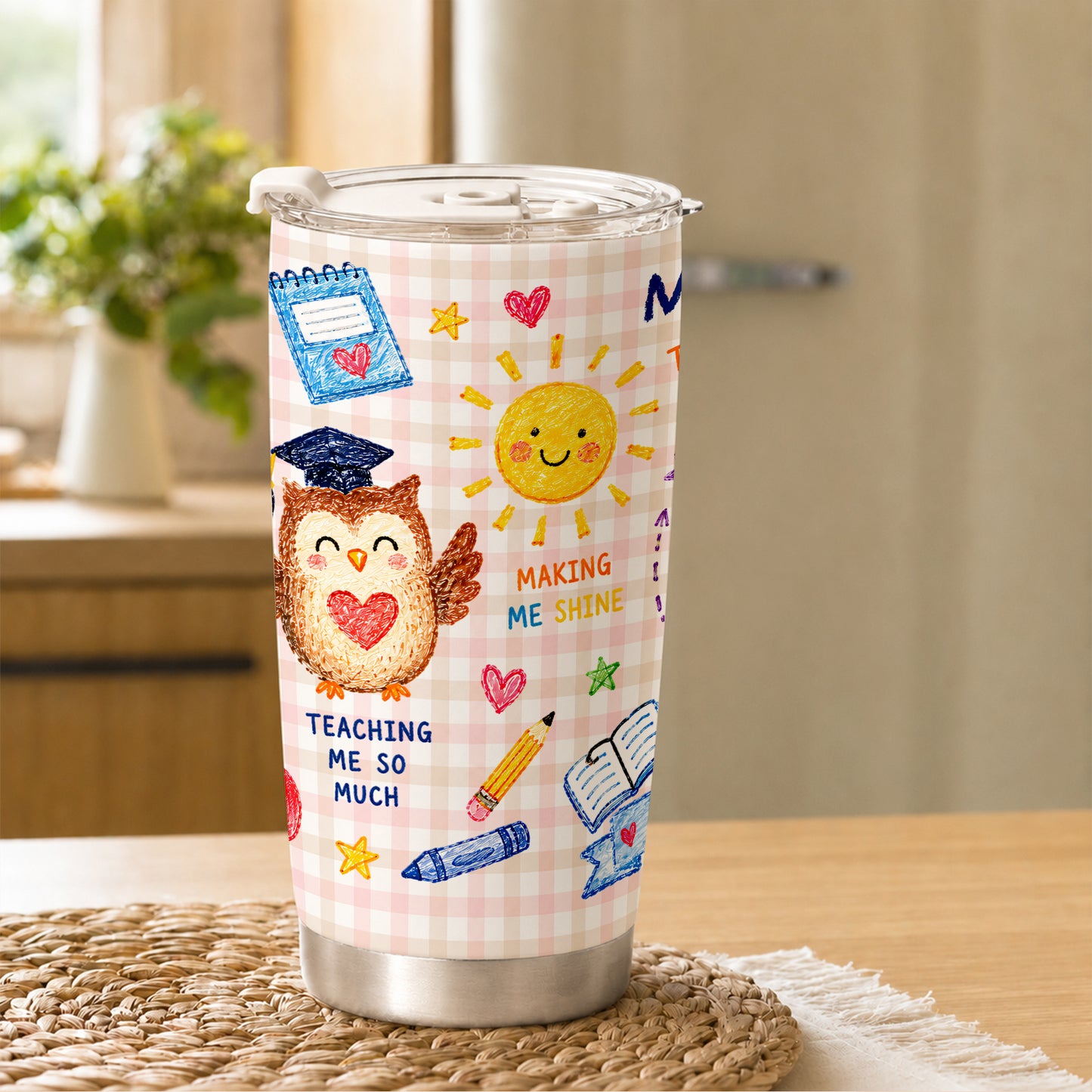 Thank You Teacher Tumbler - Custom Teacher Name Travel Cup - Meaningful Gift for Teachers
