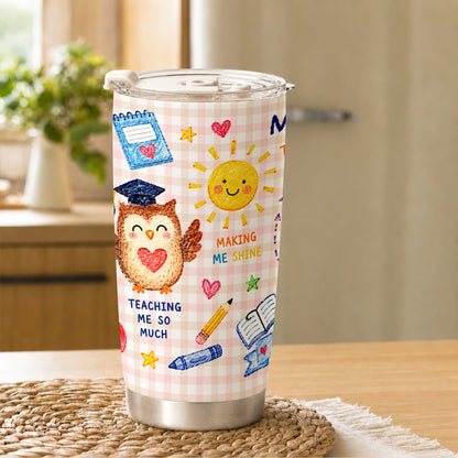 Thank You Teacher Tumbler - Custom Teacher Name Travel Cup - Meaningful Gift for Teachers