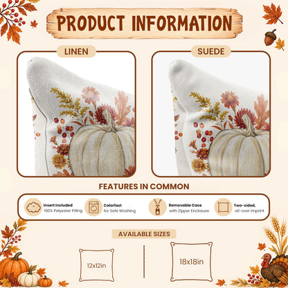 Thanksgiving Fall Decorative Pillow Set of 2 or 4, Harvest Throw Pillows for Home Decor, Gifts for Family