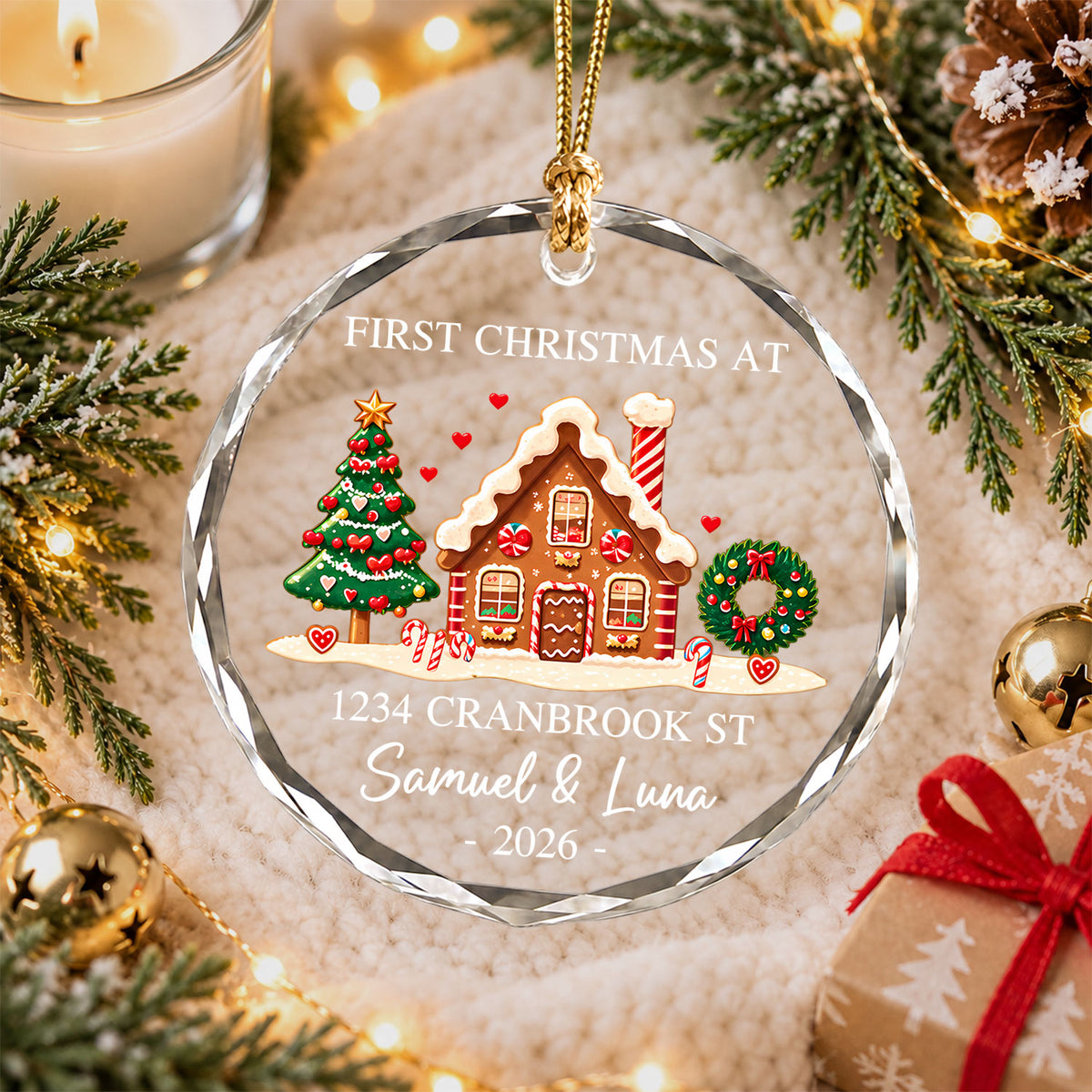 Personalized New Home Christmas Ornament, Custom Name Address Keepsake, Christmas Gift