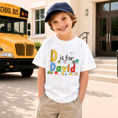 Colorful Alphabet School Shirt - Custom Name Kid T-shirt - Back To School Gift for Boys & Girls