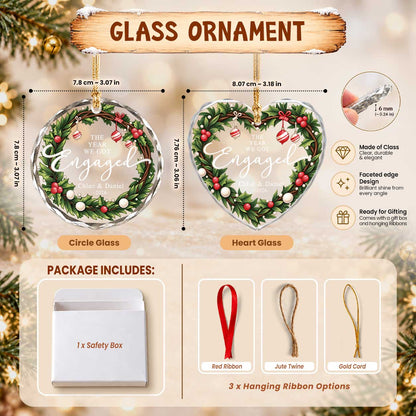 Personalized Gift Engagement Glass Ornament, Custom Couple Names Christmas, Engaged 2026 Christmas Gift For Couple