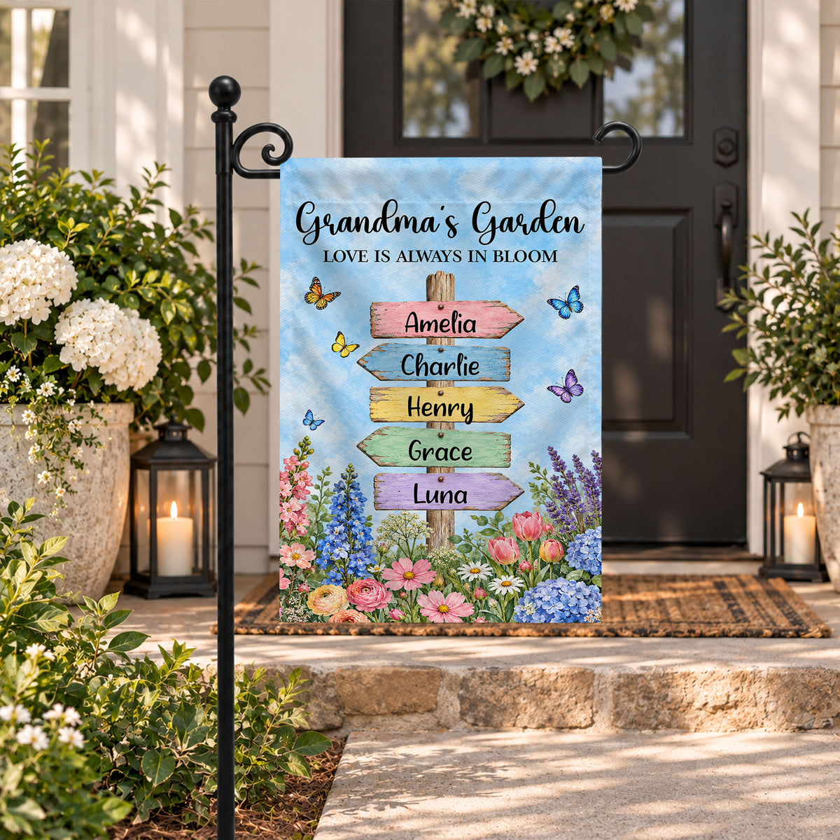 Personalized Garden Flag - Grandma's Garden Love is Always in Bloom - Gift for Grandma, Mom