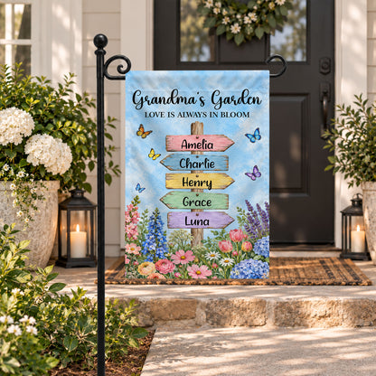 Personalized Garden Flag - Grandma's Garden Love is Always in Bloom - Gift for Grandma, Mom