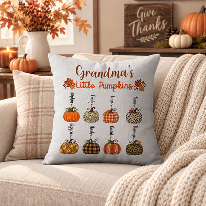 Personalized Thanksgiving Pillow - Grandma's Little Pumpkins Pillow - Custom Gift for Grandma, Mom