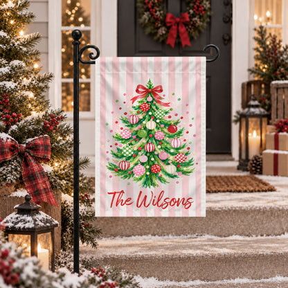 Personalized Christmas Garden Flag - Custom Family Name Flag - Christmas Porch Decor