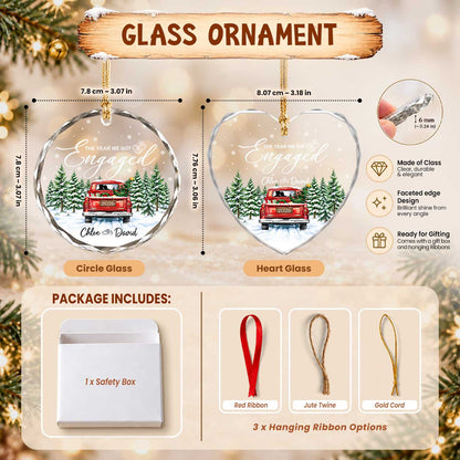 Personalized Gift Engagement Glass Ornament, Custom Couple Names Christmas, Engaged 2026 Christmas Gift For Couple