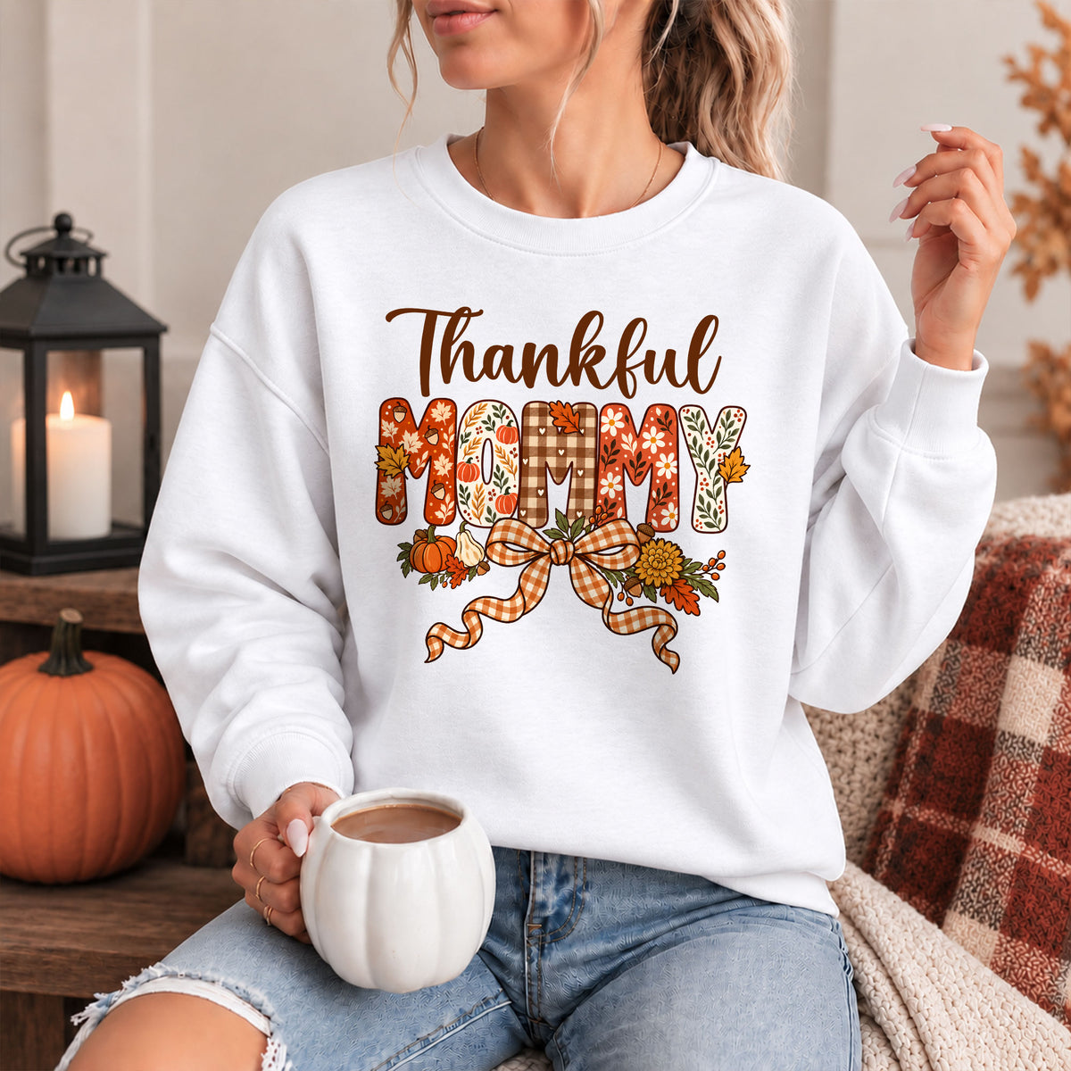 Personalized Thanksgiving Shirt - Thankful Mama - Holiday Gift for Mom, Grandma