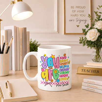Personalized Teacher Coffee Mug, Custom You Can Do It Mug with Name, Back to School Gift, First Day of School, Teacher Appreciation Cup