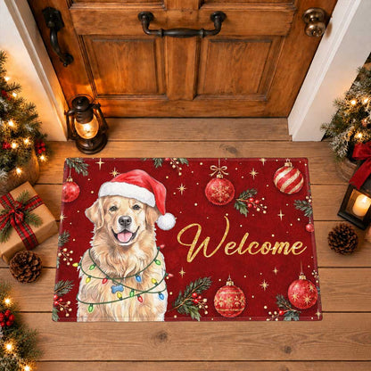 Personalized Christmas Doormat – Custom Pet Portrait Welcome Door Mat - Christmas Gift for Pet Lovers