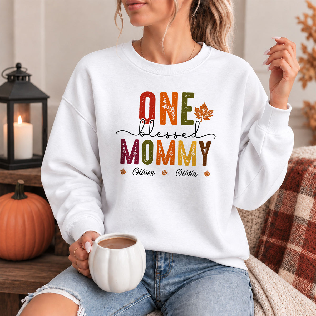 Personalized Thanksgiving Shirt - One Blessed Grandma - Custom Fall Gift for Grandma, Mom