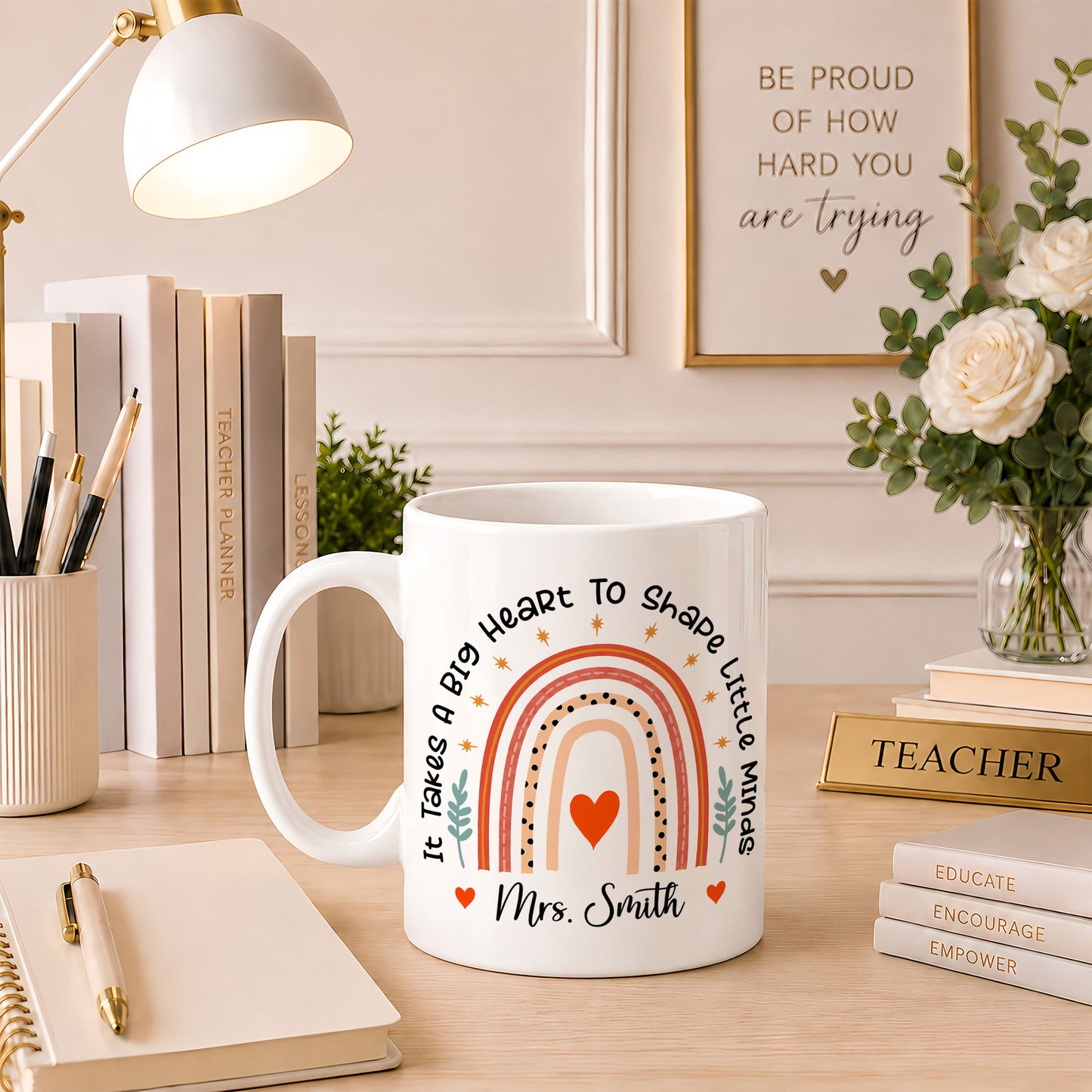 Back to School Personalized Teacher Mug, Custom Name Coffee Mug, Teacher Appreciation Gift for Preschool, Kindergarten & Elementary Teachers