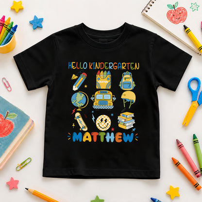First Day of School Sporty Shirt - Custom Grade & Name Kids T-Shirt - Back to School Tee for Boys