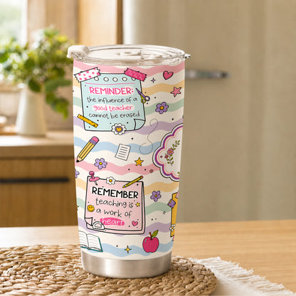 Teacher Notes Tumbler - Inspirational Sticky Notes for Teachers - Custom Teacher Name Travel Mug, Teacher Appreciation Gift