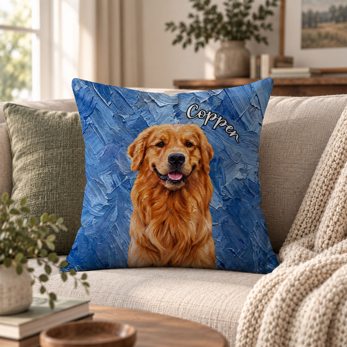 Personalized Pet Pillow - Custom Pet Portrait Oil Painting Pillow - Pet Lover Gift