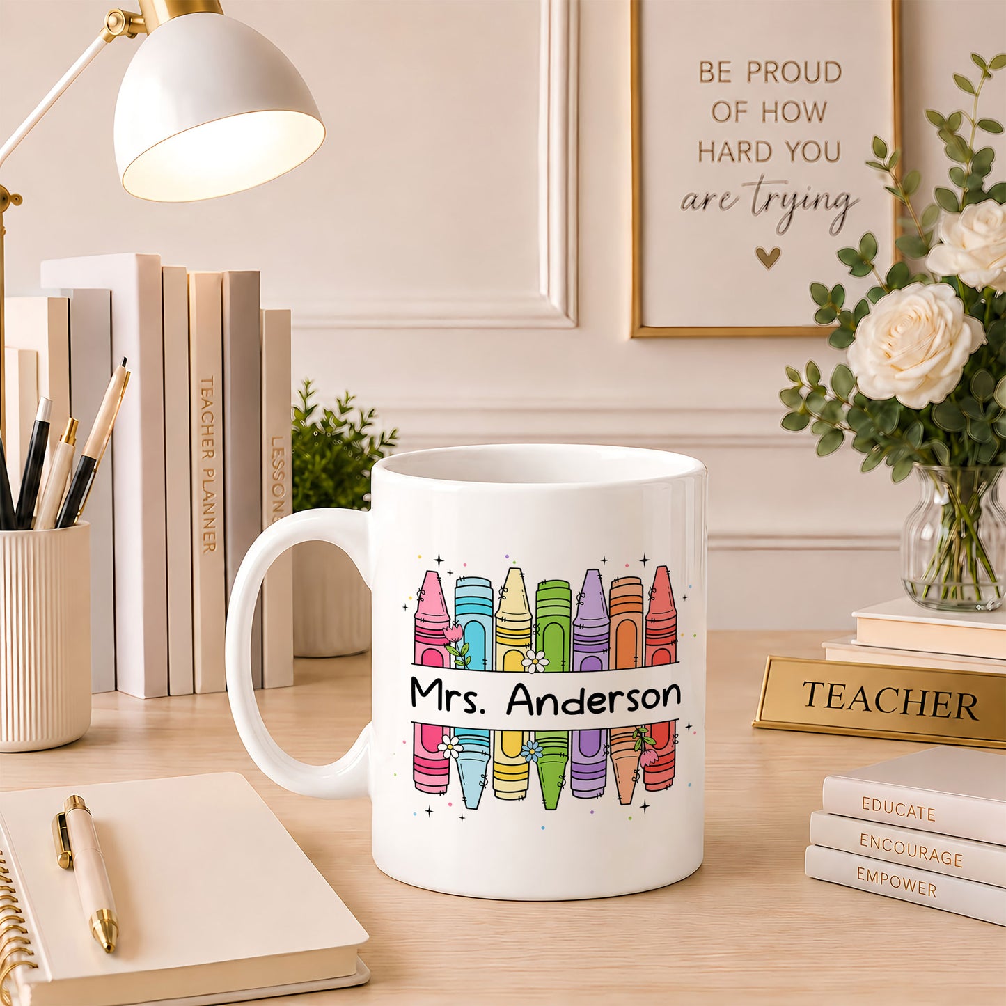 Crayon Teacher Mug - Thank You For Being An Important Part - Custom Appreciate Gift For Teachers