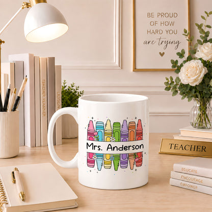 Crayon Teacher Mug - Thank You For Being An Important Part - Custom Appreciate Gift For Teachers
