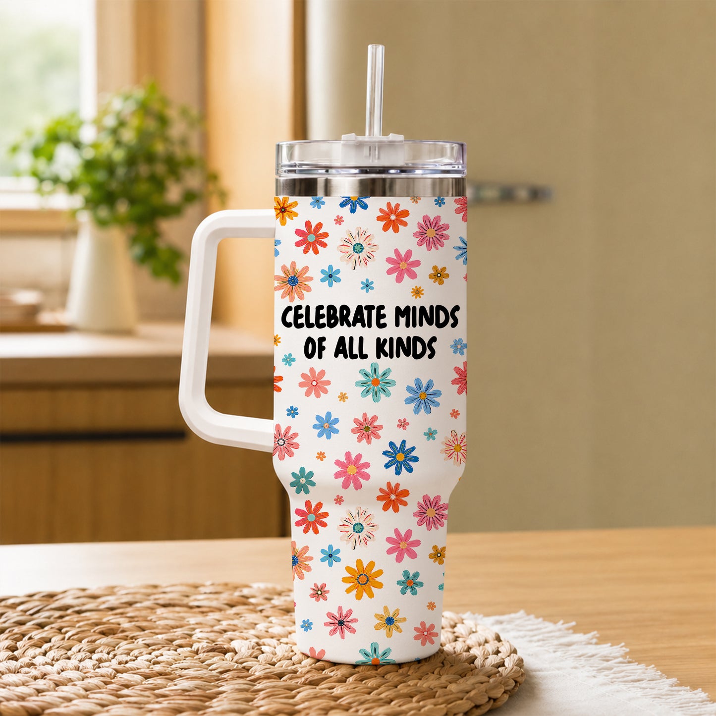 Personalized Teacher Tumbler - Celebrate Minds of All Kinds - Teacher Autism Awareness, Custom Teacher Name Tumbler