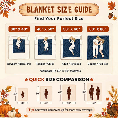 Personalized Thanksgiving Blanket - Custom Family Members Names Up to 18 - Happy Thanksgiving 2026