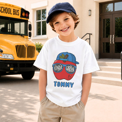 Apple School Shirt - Custom Kid Name & Grade T-shirt - First Day of School Gift for Boys & Girls