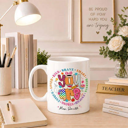 Personalized Teacher Coffee Mug, Custom You Can Do It Mug with Name, Back to School Gift, First Day of School, Teacher Appreciation Cup