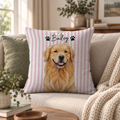 Personalized Pet Pillow - Custom Pet Portrait Watercolor Pillow - Pet Lover Gift