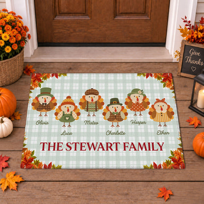 Personalized Thanksgiving Doormat - Custom Family Name Turkey Mat - Thanksgiving Home Decor