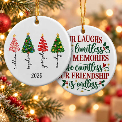 Personalized Ceramic Ornament - Custom Friends Christmas Tree Ornament 2026 - Gift for Besties, Coworkers