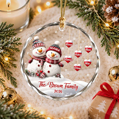 Personalized Gift Family Christmas Ornament 2026, Custom Name Glass Ornament Christmas Tree, Gift For Family
