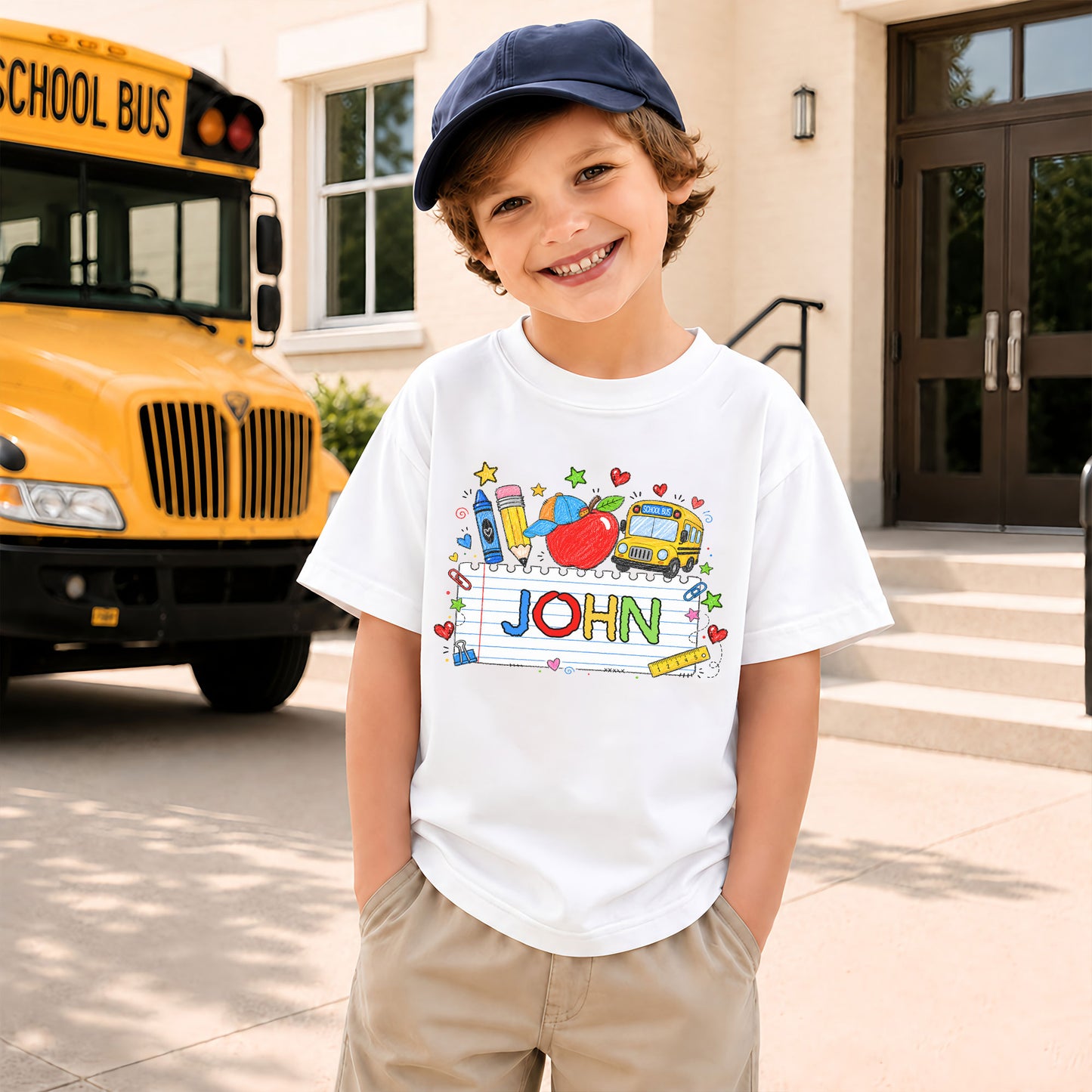 Personalized Back to School Shirt - Custom Name Kids T-Shirt - First Day of School Outfit for Boys & Girls