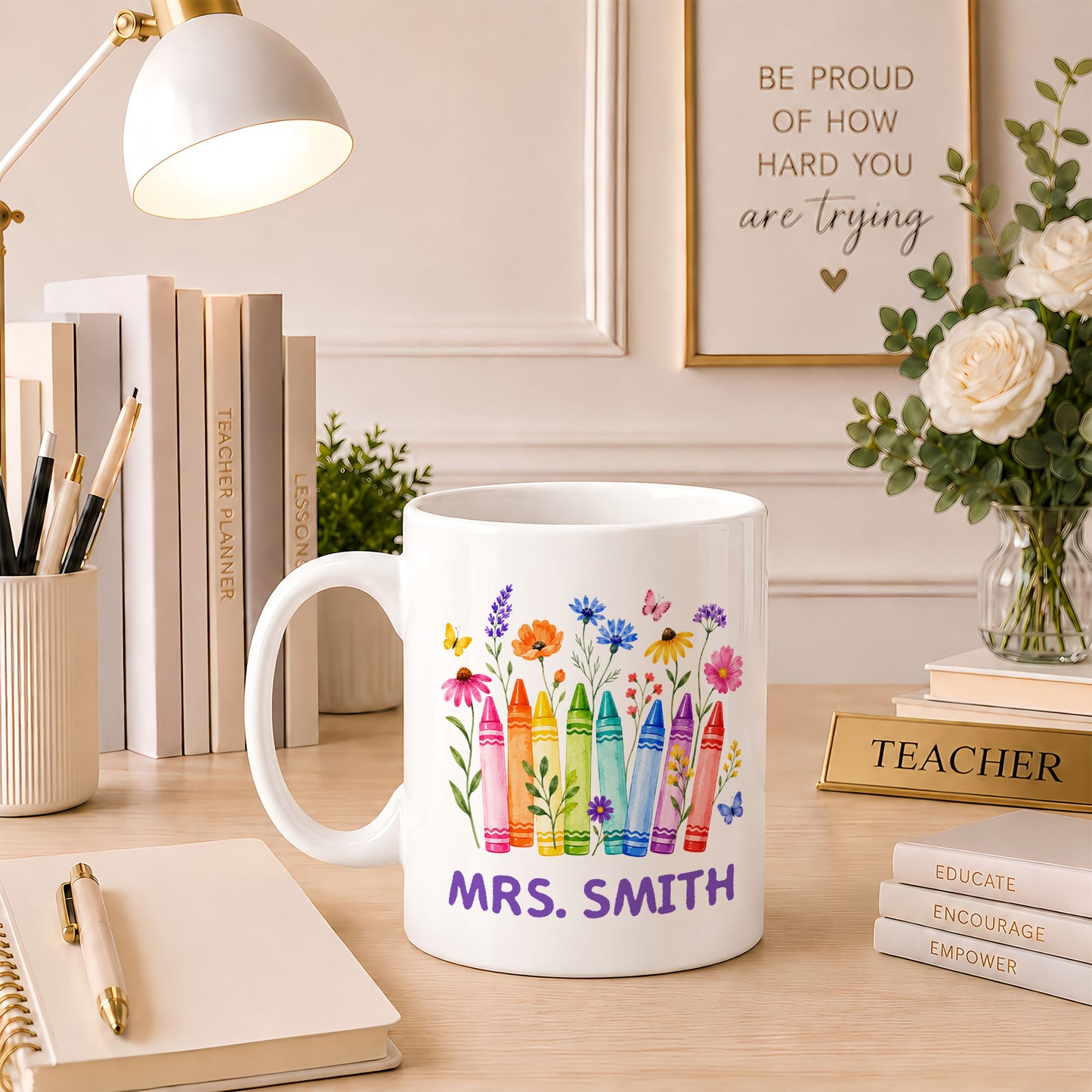 Back To School - Personalized Teacher Mug - Color The World With Kindness - Custom Name Coffee Mug, Appreciation Gift for Teachers