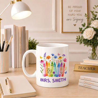 Back To School - Personalized Teacher Mug - Color The World With Kindness - Custom Name Coffee Mug, Appreciation Gift for Teachers