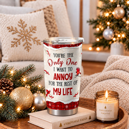 Personalized Snowman Couple Christmas Tumbler, Custom Names Anniversary Gift for Couples