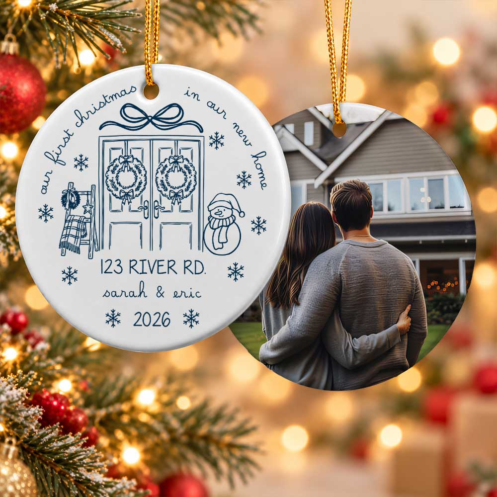 Personalized Ceramic Ornament - Custom Photo First Christmas in Our New Home - Christmas Keepsake 2026