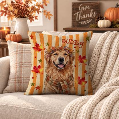 Personalized Thanksgiving Pet Pillow – Custom Pet Portrait Pillow Watercolor Art - Thanksgiving Gift for Pet Lovers