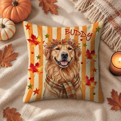 Personalized Thanksgiving Pet Pillow – Custom Pet Portrait Pillow Watercolor Art - Thanksgiving Gift for Pet Lovers